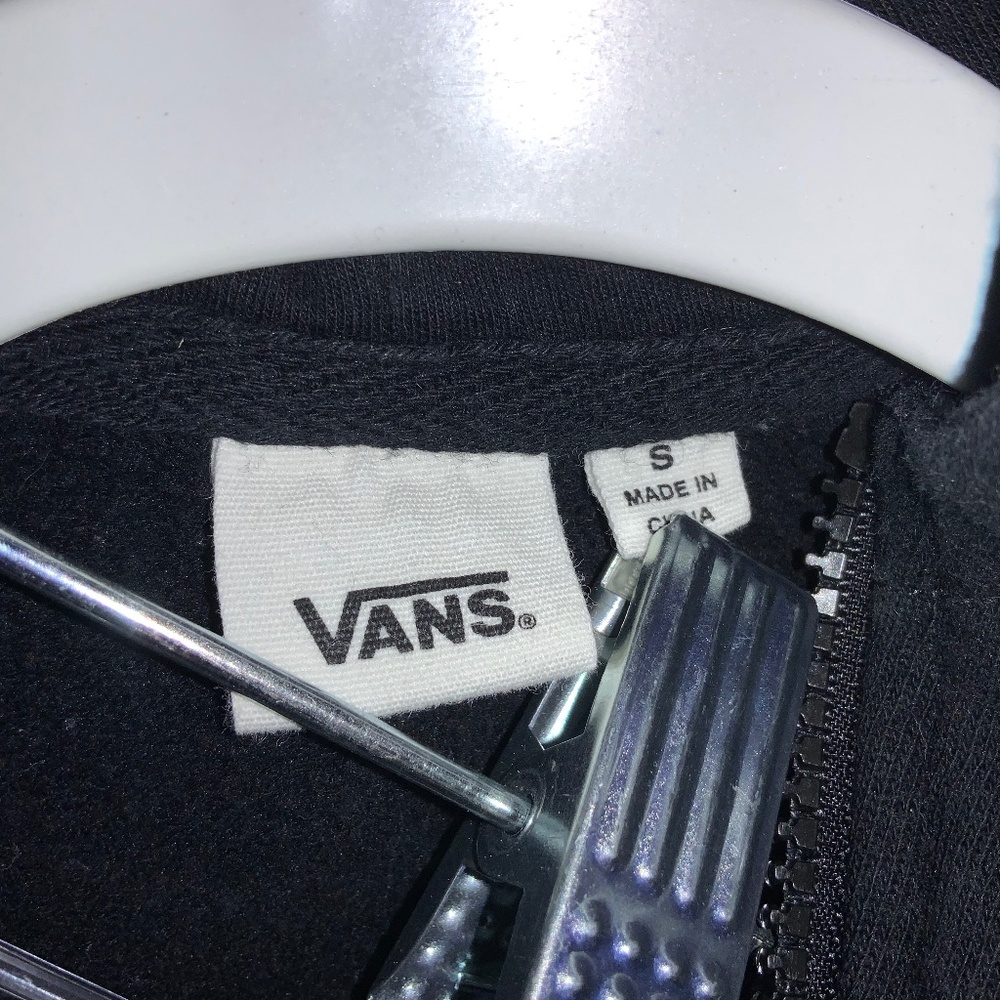 Vans Women's Black Cropped Pullover Hoodie Sz S drawstring hem long sleeve logo - Picture 5 of 6